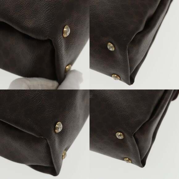 CELINE Macadam Canvas Hand Bag Pvc Leather Brown Gold - Picture 10 of 13